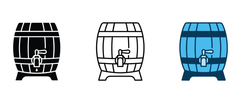 barrel icons with tap spouts for drinks or beverage related graphic design projects