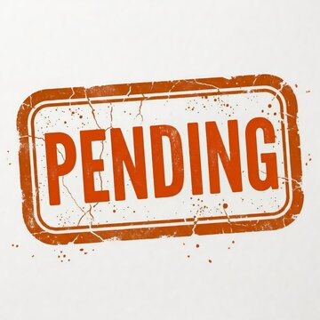 Distressed Orange PENDING Rubber Stamp Mark with Heavy Texture on White Background