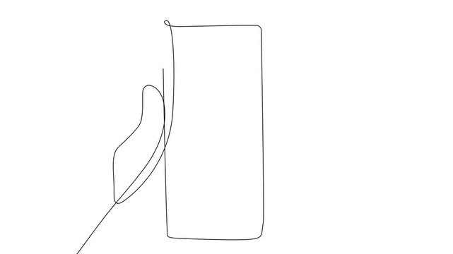 Minimalist elegant line art animation video of hand holding smartphone