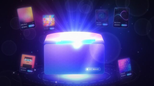 NFT crypto wallet opening up and receiving digital currency and tokens in 4K
