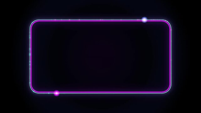 Purple Neon Rounded Rectangle Frame with Moving Light Points