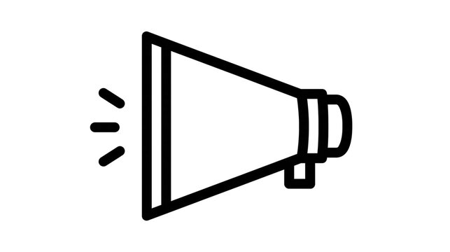 Isolated minimalist megaphone icon with sound waves and text for important announcement.