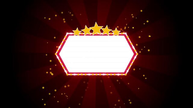 Red Golden Hexagonal Cinema Marquee Badge with Five Stars