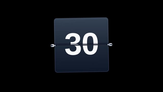 Mechanical flip clock timer tiles on transparent background