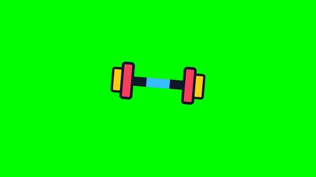 Colorful cartoon dumbbells floating on green background