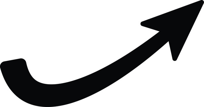 Curved arrow pointing up and right representing growth, progress, or upward trend
