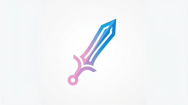 Modern Vibrant Soft Lavender Purple and Electric Cyan Blue Gradient Fantasy Sword Logo Vector Illustration