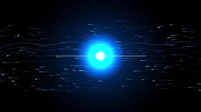 Bright Blue Energy Core with Flowing Digital Light Streaks