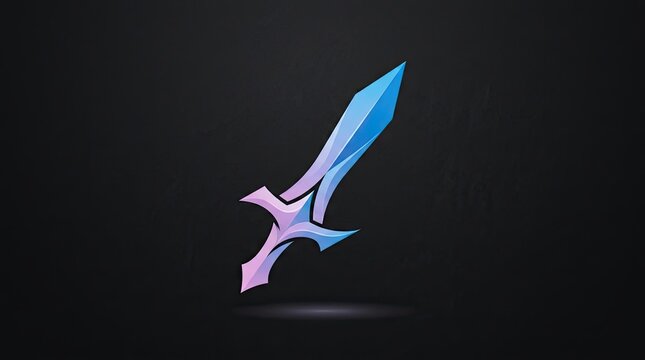Modern Vibrant Soft Lavender Purple and Electric Cyan Blue Gradient Fantasy Sword Logo Vector Illustration