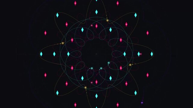 Parametric Guilloche Data Web Harmonic Rose Curve Tech Motion Background - 4K 60fps Infinite Loop