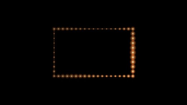 Golden Marquee Rectangle Frame with Small Light Bulbs