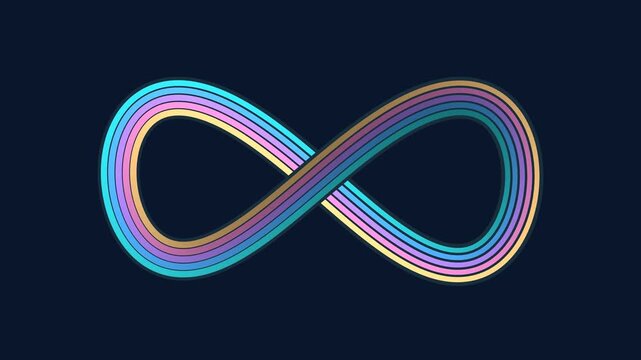 Colorful Flowing Infinity Ribbons on a Dark Background
