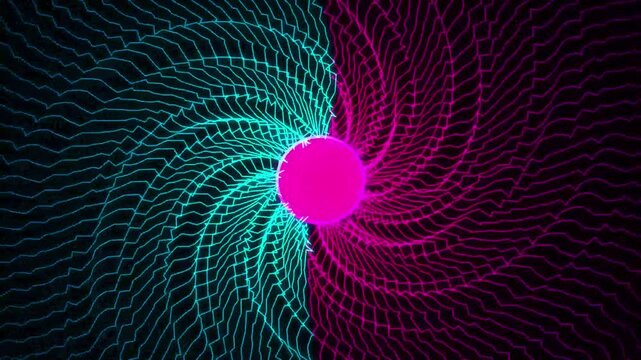 Pink and Cyan Spiral Wave Vortex with Neon Center