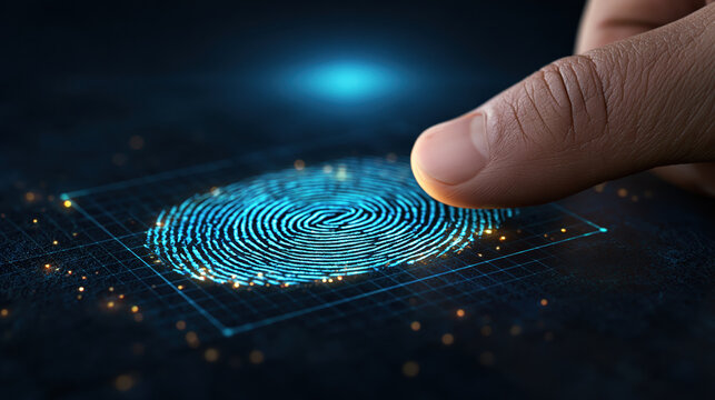 Fingerprint biometric security technology identity authentication digital touch access scan Fingerprint biometric security technology identity authentication digital touch access scan concept