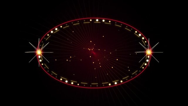 Red Golden Oval Marquee Frame with Sparkling Star Lights