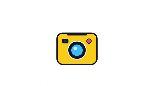 Yellow cartoon camera icons showing instant photo development