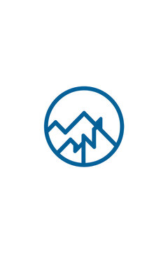 Minimalist Mountain Peaks and Financial Growth Chart Logo in Circle