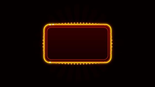 Glowing Orange Rounded Marquee Light Frame on Dark Background