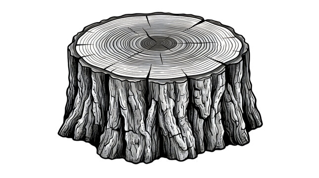 Log stub displays circular rings and weathered wood grain design.
