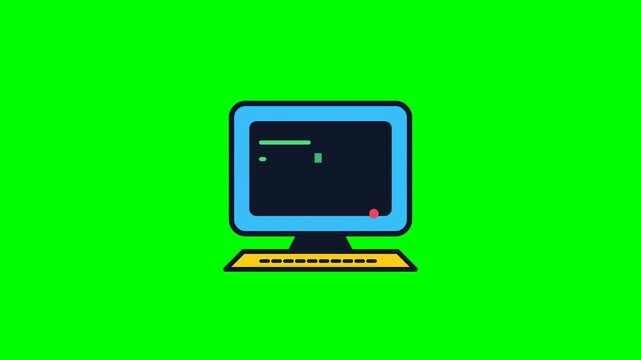 Retro computer monitor pattern on green screen background