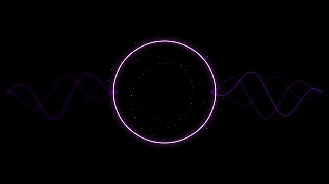 Purple Neon Circular Audio Visualizer with Animated Waveform