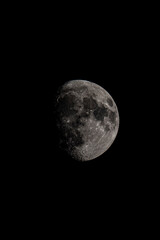 Fototapeta premium Moon with visible craters in black night sky vertical