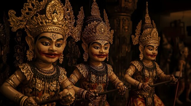 Dark Background Highlighting Classic Wayang Craftsmanship