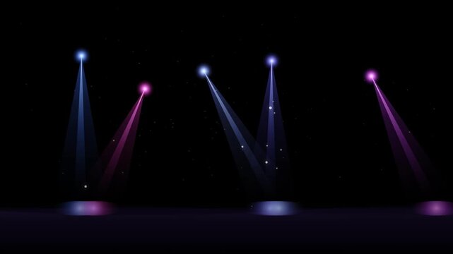 Moving Purple and Blue Stage Spotlight Beams Animation