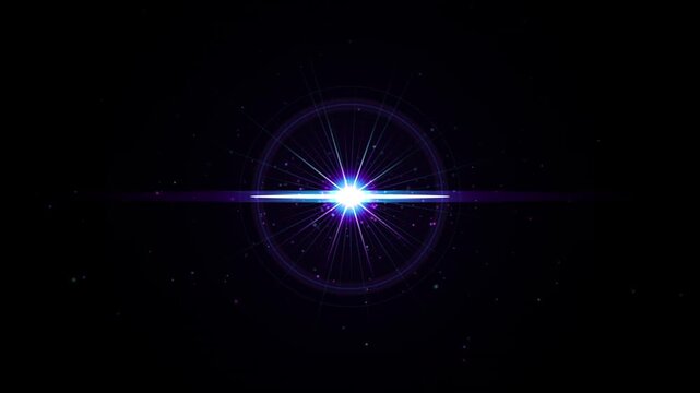 Blue Purple Cinematic Lens Flare Starburst with Circular Halo