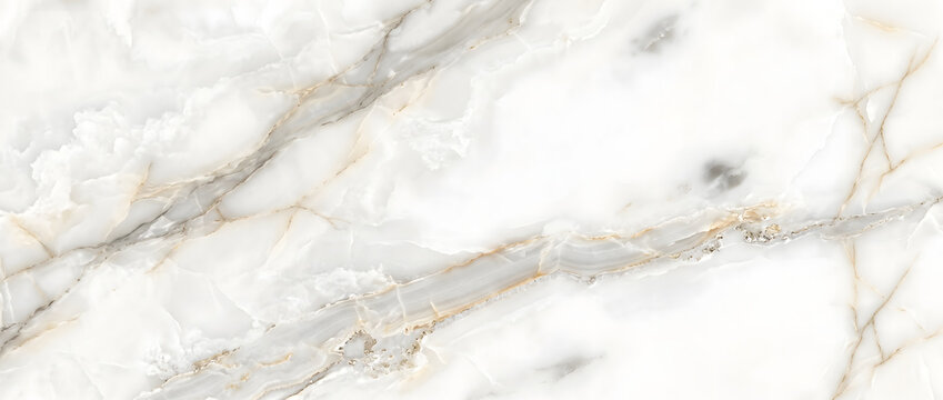 Elegant white marble texture with flowing golden veins and soft gray patterns creating a luxurious natural stone background