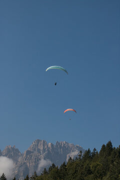 Paragliders on the Dolomites