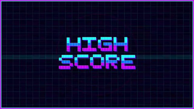 High Score Pixel Art Retro Arcade Neon Glow Text