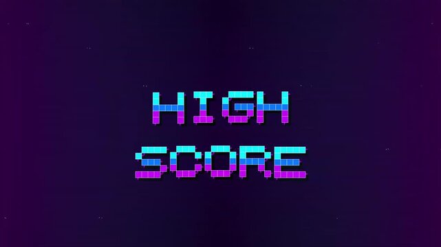 High Score Pixel Art Neon Glow Retro Game Text