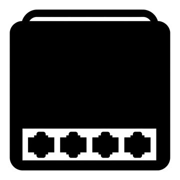 Simple black icon representing a network router or ethernet switch device.