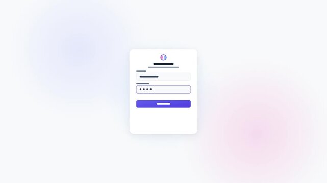 Minimal login form interface animation on a dark background for web and mobile applications