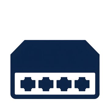 Minimalist flat vector icon representing a network switch or internet router device.