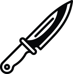 Obraz premium Tactical hunting knife icon vector line art