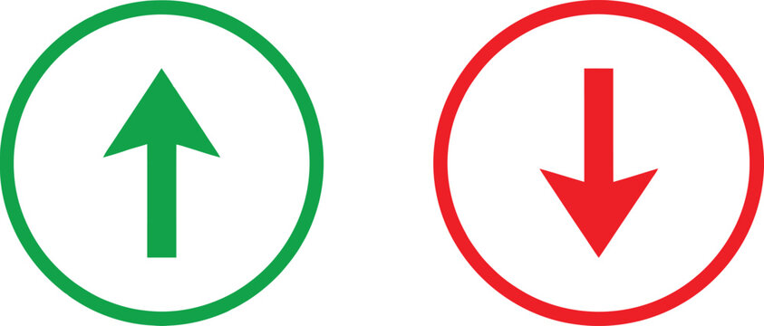 Green up arrow and red down arrow icons in circles