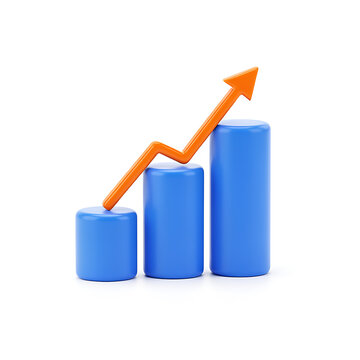 Growing upward trend with increasing bar chart graphic