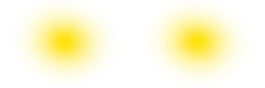 Yellow glowing light spots with soft fuzzy blur effect, digital render illustration style