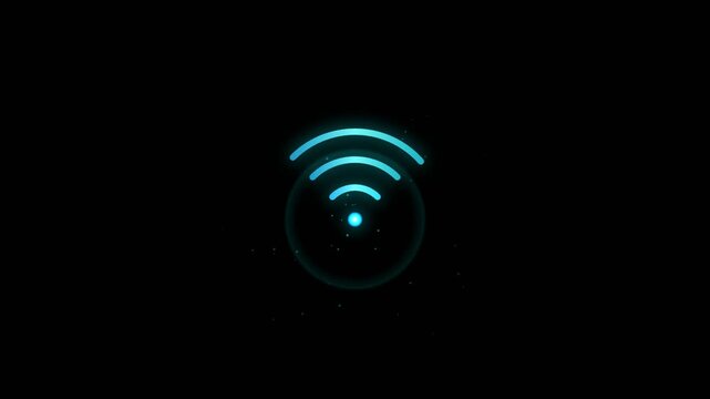 WiFi Signal Animation with Glowing Wireless Connection and Digital Network Effect