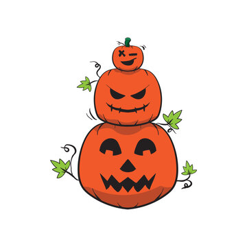 Stacked Jack O Lantern Pumpkins Halloween Vector Isolated Element