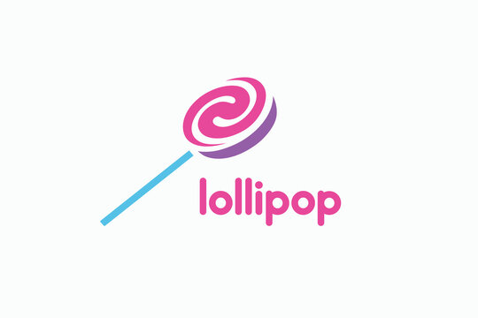 Lollipop colorful cute logo design. Minimal lollipop sweet candy simple clean symbol logo icon sign vector illustration