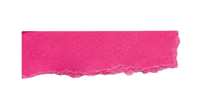 Pink torn paper strip isolated on transparent background