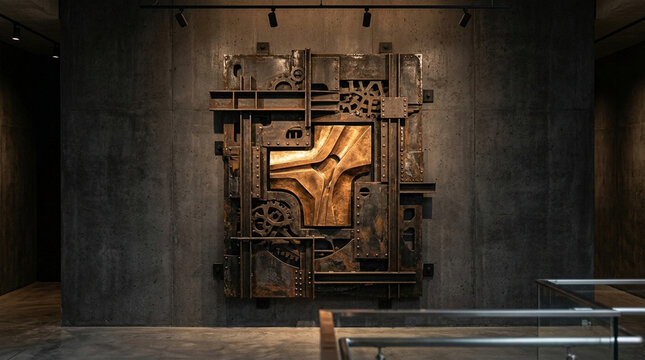 Industrial Sculpture Art | Textured Metal Abstract Wall Decor | Modern Interior Design