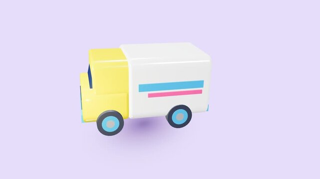 Stylized 3d delivery truck shown from multiple isometric angles