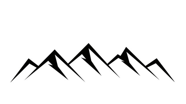 Isolated black mountain range peaks graphic abstract outdoor nature travel adventure journey design