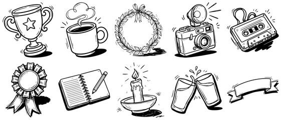 Fototapeta premium Set of Hand Drawn Doodles and Icons