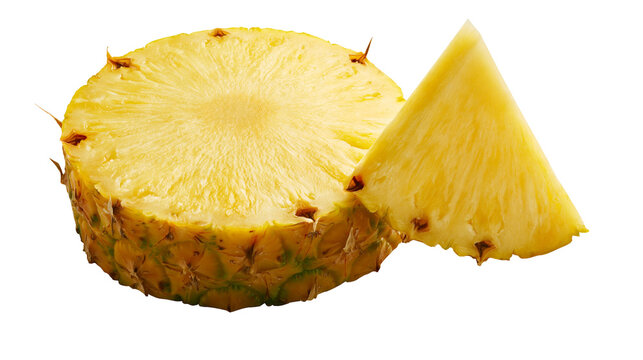 Isolated fresh ripe pineapple fruit slices, juicy and sweet, perfect for healthy eating