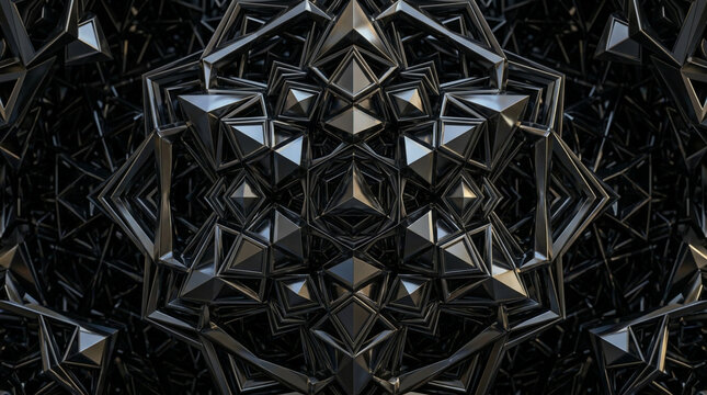 Intricate Geometric Dark Metal Abstract Fractal Pattern Background